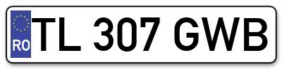 Placuta inmatriculare numar auto  TL-307-GWB, TL 307 GWB, TL307GWB