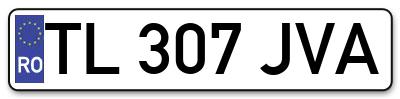 Placuta inmatriculare numar auto  TL-307-JVA, TL 307 JVA, TL307JVA