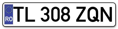 Placuta inmatriculare numar auto  TL-308-ZQN, TL 308 ZQN, TL308ZQN