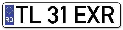 Placuta inmatriculare numar auto  TL-31-EXR, TL 31 EXR, TL31EXR