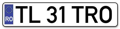 Placuta inmatriculare numar auto  TL-31-TRO, TL 31 TRO, TL31TRO