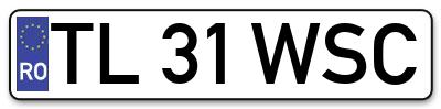 Placuta inmatriculare numar auto  TL-31-WSC, TL 31 WSC, TL31WSC