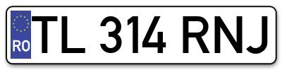 Placuta inmatriculare numar auto  TL-314-RNJ, TL 314 RNJ, TL314RNJ