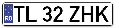 Placuta inmatriculare numar auto  TL-32-ZHK, TL 32 ZHK, TL32ZHK