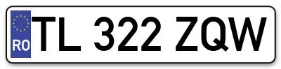 Placuta inmatriculare numar auto  TL-322-ZQW, TL 322 ZQW, TL322ZQW