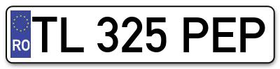 Placuta inmatriculare numar auto  TL-325-PEP, TL 325 PEP, TL325PEP