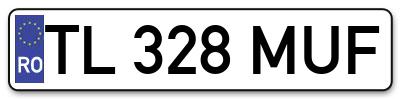 Placuta inmatriculare numar auto  TL-328-MUF, TL 328 MUF, TL328MUF