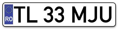Placuta inmatriculare numar auto  TL-33-MJU, TL 33 MJU, TL33MJU