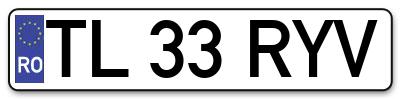 Placuta inmatriculare numar auto  TL-33-RYV, TL 33 RYV, TL33RYV