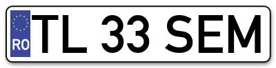 Placuta inmatriculare numar auto  TL-33-SEM, TL 33 SEM, TL33SEM