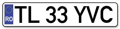Placuta inmatriculare numar auto  TL-33-YVC, TL 33 YVC, TL33YVC
