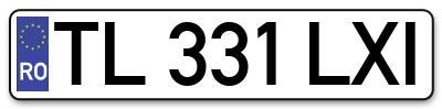 Placuta inmatriculare numar auto  TL-331-LXI, TL 331 LXI, TL331LXI
