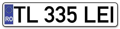 Placuta inmatriculare numar auto  TL-335-LEI, TL 335 LEI, TL335LEI