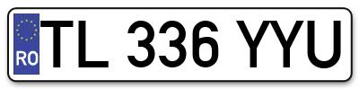 Placuta inmatriculare numar auto  TL-336-YYU, TL 336 YYU, TL336YYU