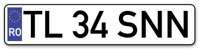 Placuta inmatriculare numar auto  TL-34-SNN, TL 34 SNN, TL34SNN