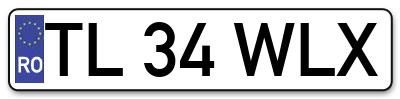 Placuta inmatriculare numar auto  TL-34-WLX, TL 34 WLX, TL34WLX