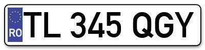 Placuta inmatriculare numar auto  TL-345-QGY, TL 345 QGY, TL345QGY