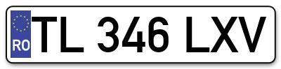 Placuta inmatriculare numar auto  TL-346-LXV, TL 346 LXV, TL346LXV