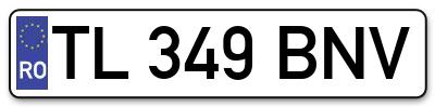 Placuta inmatriculare numar auto  TL-349-BNV, TL 349 BNV, TL349BNV