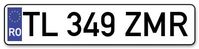 Placuta inmatriculare numar auto  TL-349-ZMR, TL 349 ZMR, TL349ZMR