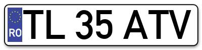 Placuta inmatriculare numar auto  TL-35-ATV, TL 35 ATV, TL35ATV