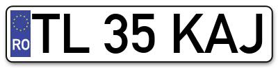 Placuta inmatriculare numar auto  TL-35-KAJ, TL 35 KAJ, TL35KAJ