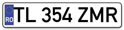 Placuta inmatriculare numar auto  TL-354-ZMR, TL 354 ZMR, TL354ZMR