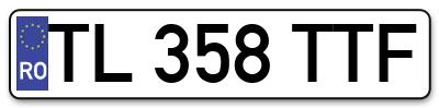 Placuta inmatriculare numar auto  TL-358-TTF, TL 358 TTF, TL358TTF