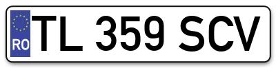 Placuta inmatriculare numar auto  TL-359-SCV, TL 359 SCV, TL359SCV