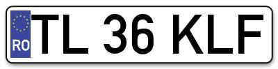 Placuta inmatriculare numar auto  TL-36-KLF, TL 36 KLF, TL36KLF