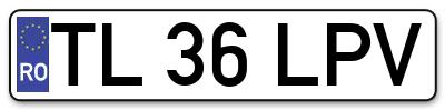 Placuta inmatriculare numar auto  TL-36-LPV, TL 36 LPV, TL36LPV