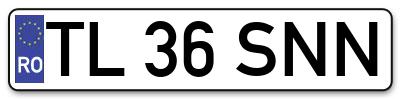 Placuta inmatriculare numar auto  TL-36-SNN, TL 36 SNN, TL36SNN