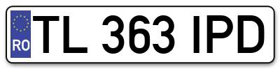 Placuta inmatriculare numar auto  TL-363-IPD, TL 363 IPD, TL363IPD