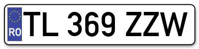 Placuta inmatriculare numar auto  TL-369-ZZW, TL 369 ZZW, TL369ZZW
