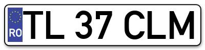 Placuta inmatriculare numar auto  TL-37-CLM, TL 37 CLM, TL37CLM