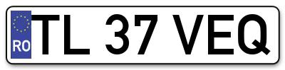 Placuta inmatriculare numar auto  TL-37-VEQ, TL 37 VEQ, TL37VEQ