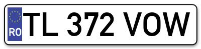 Placuta inmatriculare numar auto  TL-372-VOW, TL 372 VOW, TL372VOW