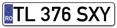 Placuta inmatriculare numar auto  TL-376-SXY, TL 376 SXY, TL376SXY
