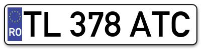 Placuta inmatriculare numar auto  TL-378-ATC, TL 378 ATC, TL378ATC