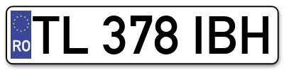 Placuta inmatriculare numar auto  TL-378-IBH, TL 378 IBH, TL378IBH
