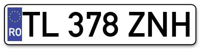 Placuta inmatriculare numar auto  TL-378-ZNH, TL 378 ZNH, TL378ZNH