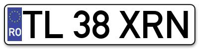 Placuta inmatriculare numar auto  TL-38-XRN, TL 38 XRN, TL38XRN