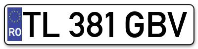Placuta inmatriculare numar auto  TL-381-GBV, TL 381 GBV, TL381GBV