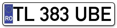 Placuta inmatriculare numar auto  TL-383-UBE, TL 383 UBE, TL383UBE