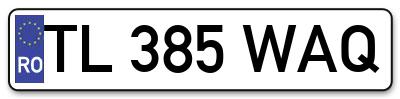 Placuta inmatriculare numar auto  TL-385-WAQ, TL 385 WAQ, TL385WAQ