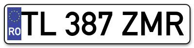 Placuta inmatriculare numar auto  TL-387-ZMR, TL 387 ZMR, TL387ZMR