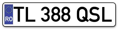 Placuta inmatriculare numar auto  TL-388-QSL, TL 388 QSL, TL388QSL