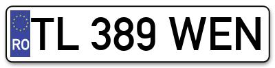 Placuta inmatriculare numar auto  TL-389-WEN, TL 389 WEN, TL389WEN
