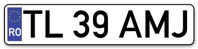 Placuta inmatriculare numar auto  TL-39-AMJ, TL 39 AMJ, TL39AMJ