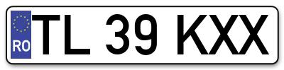 Placuta inmatriculare numar auto  TL-39-KXX, TL 39 KXX, TL39KXX